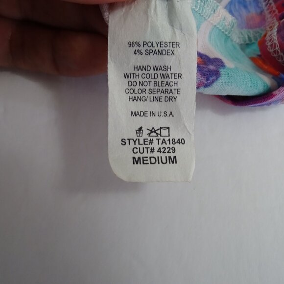 BomBom Floral Surplice Vneck Dolman Sleeve Faux Wrap Top Women Size M Multicolor - Picture 5 of 7